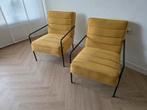 Twee gele stoelen / fauteuils van Lanterfant, Huis en Inrichting, Fauteuils, Ophalen, Minder dan 75 cm, Zo goed als nieuw, Metaal