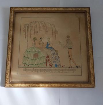 2 originele Art Deco prenten ca. 1930 – Franse mode beschikbaar voor biedingen
