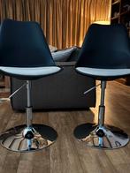 2 Draaibare Barkrukken - Zwart/Wit, Huis en Inrichting, Barkrukken, Ophalen, Kunststof, In hoogte verstelbaar, 30 tot 60 cm