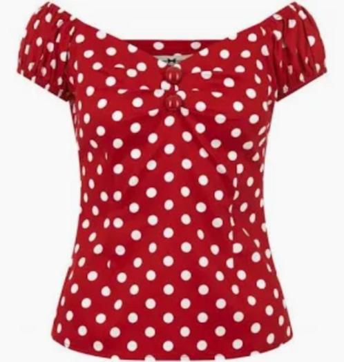 Blouse / top Collectif Clothing 50s Rock 'n' Roll rood polka, Kleding | Dames, Tops, Nieuw, Maat 42/44 (L), Rood, Korte mouw, Ophalen of Verzenden