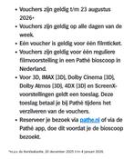 Pathe bioscoop tickets, Tickets en Kaartjes, Kortingen en Cadeaubonnen, Drie personen of meer, Cadeaubon
