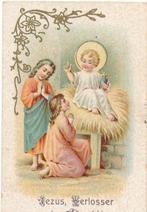 2 Mooie oude kleine prentjes van Kindje Jezus, Ophalen of Verzenden, Zo goed als nieuw, Kaart of Prent, Christendom | Katholiek