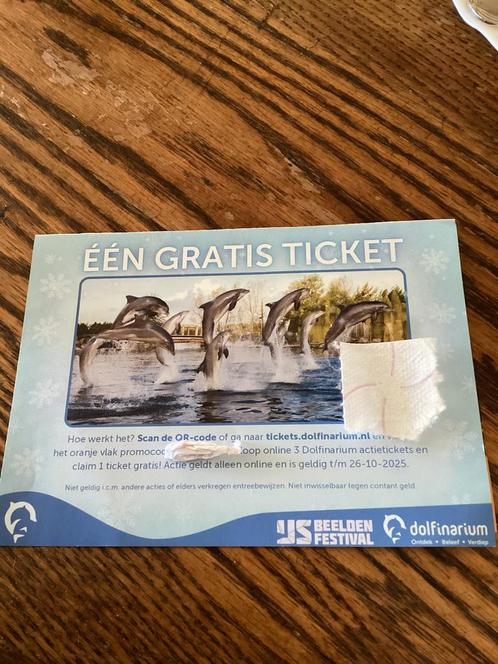 Code gratis 1 ticket Dolfinarium Harderwijk bij 3 tickets., Tickets en Kaartjes, Kortingen en Cadeaubonnen, Eén persoon, Overige typen