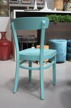 6 hippe eetkamerstoelen keukenstoel hout pastel blauw, Ophalen, Zo goed als nieuw, Hout, Vijf, Zes of meer stoelen
