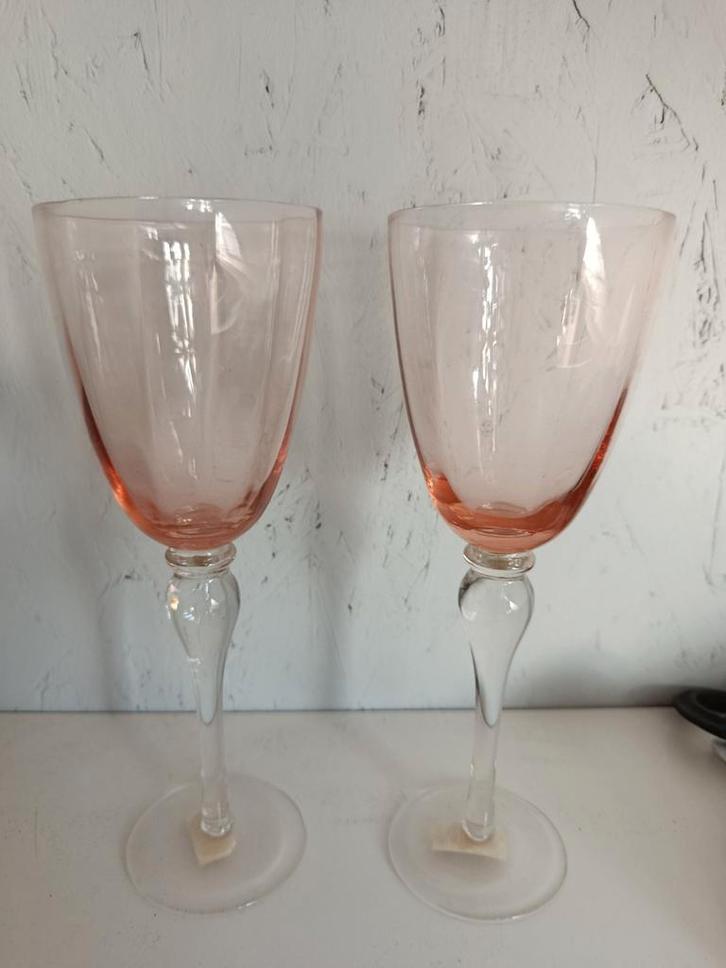 Leuke glazen in 2 kleuren, Antiek en Kunst, Antiek | Glas en Kristal, Ophalen of Verzenden