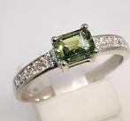 18 karaat witgouden ring met saffier & diamanten, Sieraden, Tassen en Uiterlijk, Ringen, Wit, Ophalen of Verzenden, Dame, Goud
