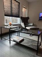 IKEA VITTSJÖ salontafels – set van 2 – zwartbruin met glas, Huis en Inrichting, Tafels | Salontafels, Ophalen, 50 tot 100 cm, Vierkant