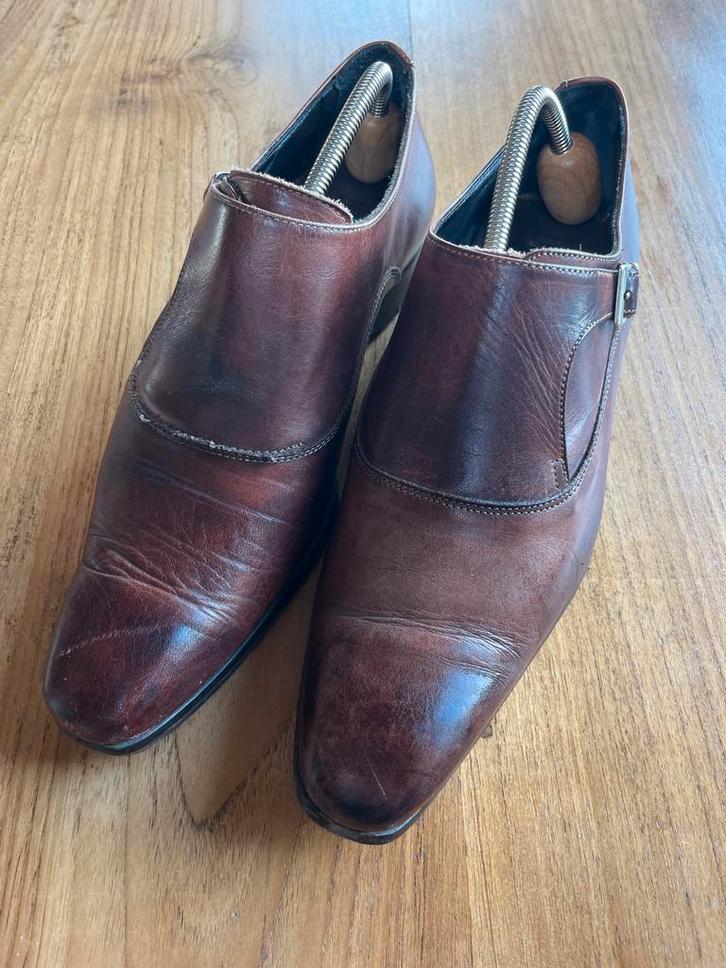 Donkerbruine leren gespschoenen 43, Kleding | Heren, Schoenen, Gedragen, Gespschoenen, Bruin, Ophalen of Verzenden