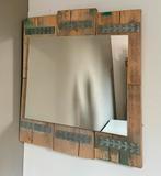 Spiegel steigerhout 75 x 75 wandspiegel, Ophalen, Zo goed als nieuw, Minder dan 100 cm, Rechthoekig