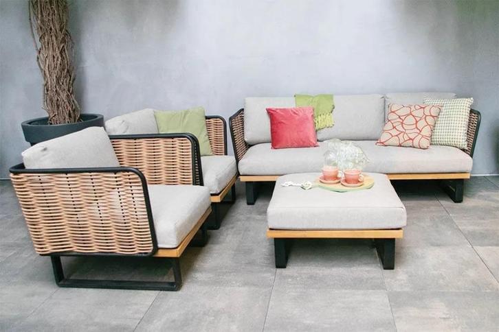 Nieuw uit voorraad | Fonteyn Loungeset Chicago, Tuin en Terras, Tuinsets en Loungesets, Nieuw, Loungeset, Aluminium, 5 zitplaatsen