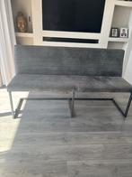 Grijze Eetkamerbank 160cm met Stalen Frame, Huis en Inrichting, Stoelen, Ophalen