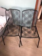Industriële zwarte metalen stoelen, Huis en Inrichting, Stoelen, Ophalen, Gebruikt, Zwart, Metaal