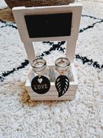 Nieuw mini deco houten kistje met vaasjes, Ophalen of Verzenden, Nieuw