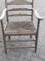retro armstoel vintage oud houten stoel rieten zitting, Ophalen, Gebruikt, Bruin, Hout