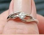 Zilveren ring 1 Swarovski steentje maat 18, 18 tot 19, Verzenden, Nieuw, Dame