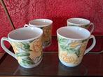 Set van 4 porseleinen mokken met gele rozen. Per stuk:, Ophalen of Verzenden