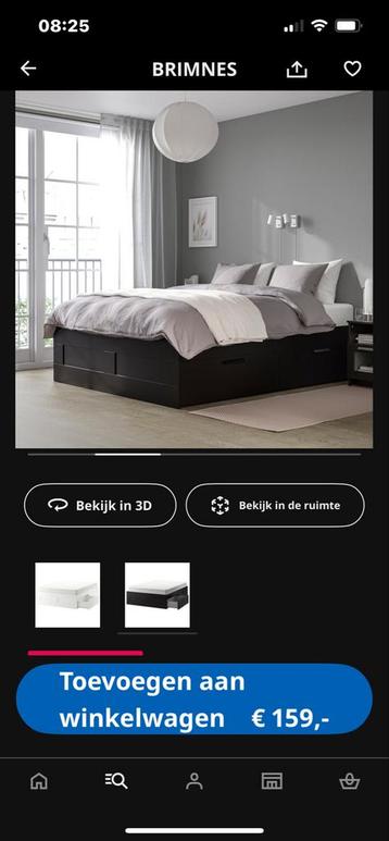 Zwart IKEA bed met lades - afbeelding 3
