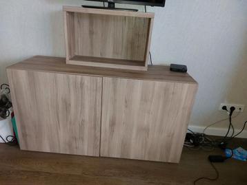 Ikea, kallax kleur grijs/bruin, kast met dichte deuren,  beschikbaar voor biedingen
