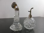 2 antiek kristallen parfumflessen met sterling zilveren dop, Antiek en Kunst, Ophalen of Verzenden