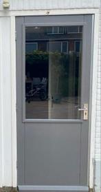 Een  buitendeur hardhout met glas, Ophalen, Gebruikt, 80 tot 100 cm, Buitendeur