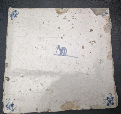 Antieke tegel 17e eeuw met KALKOEN, Antiek en Kunst, Antiek | Wandborden en Tegels, Ophalen of Verzenden