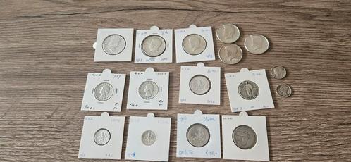 Lotje zilvergeld Amerika 16 stuks met mooie kwaliteiten, Postzegels en Munten, Munten | Amerika, Setje, Midden-Amerika, Zilver