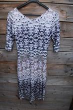 Jurk donkerblauw/ paars/ creme Claudia Strater mt 36 Vaste p, Paars, Ophalen of Verzenden, Zo goed als nieuw, Knielengte