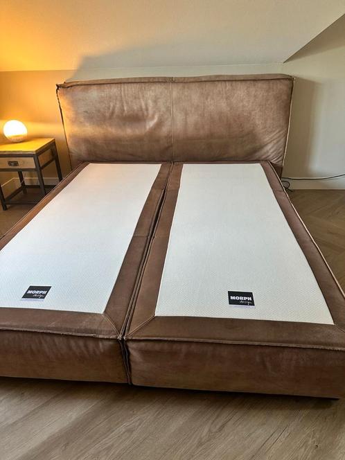 Morph leren boxspring 180x220, Huis en Inrichting, Slaapkamer | Boxsprings, Zo goed als nieuw, Overige maten, Overige maten, Tweepersoons