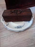 Antieke houten opbergbox met werkend slot, Ophalen of Verzenden