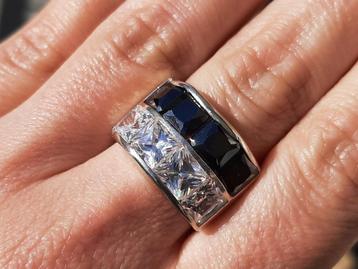 Vanoli - 925 zilveren ring zwart - wit zirconia maat 17,75 beschikbaar voor biedingen