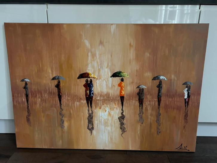 Prachtig schilderij. ‘Mentale paraplu’, Antiek en Kunst, Kunst | Schilderijen | Abstract, Ophalen of Verzenden