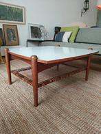 Vintage teak salontafel coffee table met omkeerbaar blad, Ophalen, Gebruikt, 50 tot 100 cm, Minder dan 50 cm