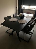 Eettafel zwart met ijzeren poten, Huis en Inrichting, Complete eetkamers, 4 tot 6 stoelen, Gebruikt, Ophalen of Verzenden