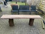 Houten bankje boomstam met schaalde plankje nieuw, Ophalen of Verzenden, Nieuw, Hout