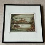 Schildering Meerzicht/zeilschip op speciaal papier gesign., Verzenden