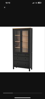 Zwarte vitrinekast met lades, Ophalen, Gebruikt, 50 tot 100 cm, Met lade(s)