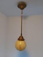 Fraaie gemarmerde bollamp op stang, Art deco, Gebruikt, Ophalen of Verzenden, 50 tot 75 cm