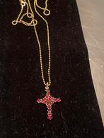 Kruis hanger met Ketting goud kleur 925 zilver, Ophalen of Verzenden, Zo goed als nieuw, Goud, Zilver