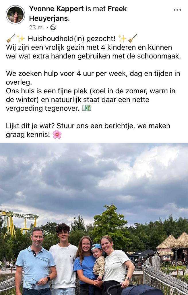 Gezocht: Hulp in de huishouding, Tickets en Kaartjes, Recreatie | Pretparken en Attractieparken, Drie personen of meer
