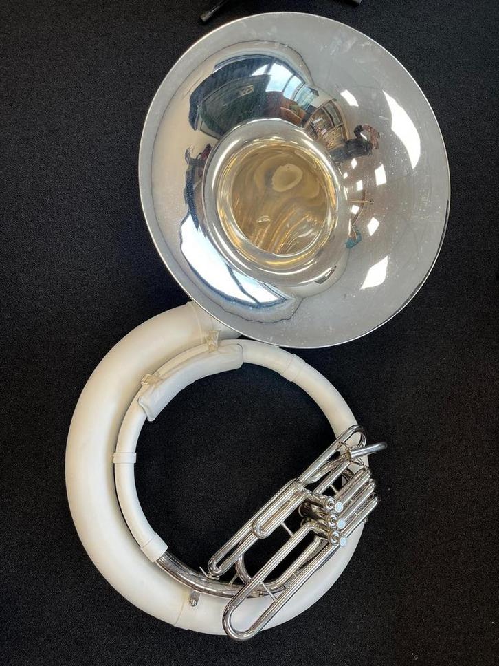 Jupiter Sousafoon JSP-596-696, Muziek en Instrumenten, Blaasinstrumenten | Tuba's, Zo goed als nieuw, Overige typen, Met koffer of draagtas