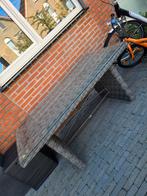 tuintafel met glazen blad, Tuin en Terras, Ophalen, Gebruikt, Rechthoekig, Wicker