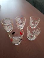 Set van 5 vintage shotglaasjes met kaartsymbolen, Ophalen of Verzenden, Zo goed als nieuw, Borrel- of Shotglas