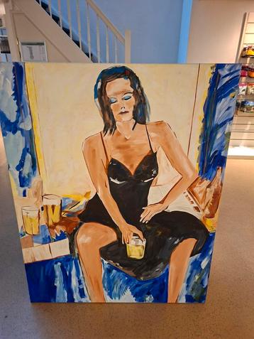 Jaap Booster Schilderij - Vrouw met drank beschikbaar voor biedingen