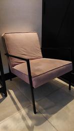 Roze Velours Fauteuil - Zwart Metaal, Huis en Inrichting, Fauteuils, Ophalen, Gebruikt, 75 tot 100 cm, Metaal