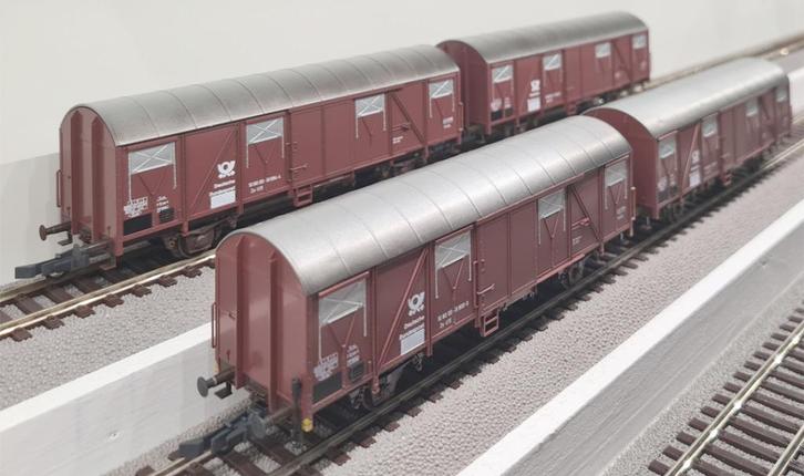 M+D SoSe 045/1, Vier postgoederenwagens TP4 DB, Hobby en Vrije tijd, Modeltreinen | H0, Zo goed als nieuw, Wagon, Gelijkstroom