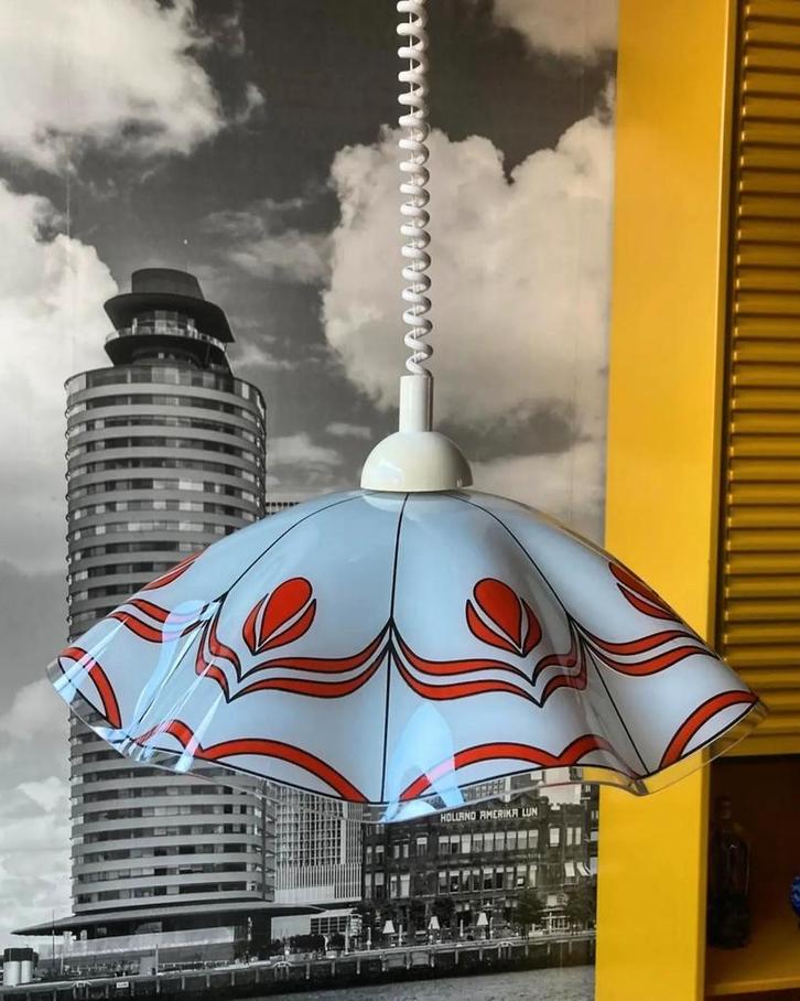 Vintage hanglamp glas, Huis en Inrichting, Lampen | Hanglampen, Minder dan 50 cm, Glas, Ophalen