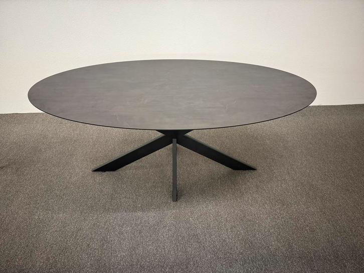Ovale eettafel HPL steen / marmer 190x110, Huis en Inrichting, Tafels | Eettafels, Zo goed als nieuw, 100 tot 150 cm, 150 tot 200 cm