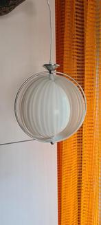 Vintage Moon hanglamp, kunstof lamellen lamp, chroom, Ophalen of Verzenden, Gebruikt, Minder dan 50 cm