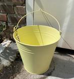 Zinken bloempot geel, Ophalen of Verzenden, Zo goed als nieuw, Rond, Minder dan 25 cm