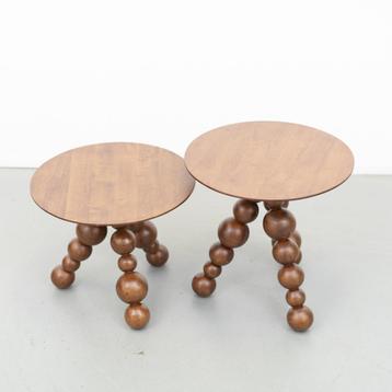 2 Gispen  Richard Hutten Houten bijzettafel  H 60 cm beschikbaar voor biedingen